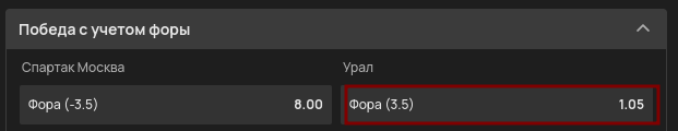 фора на победу "Урала" +3.5